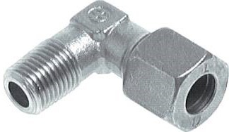 Coude 90 degrés 1/2'' NPT mâle x 14S Acier zingué Anneau de coupe 630 Bar DIN 2353