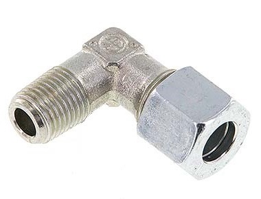 R 1/2'' Male x 10L Zinc plated Steel 90 deg Elbow Fitting 315 Bar DIN 2353