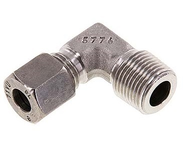 R 1/2'' Male x 8L Stainless steel 90 deg Elbow Fitting 315 Bar DIN 2353