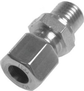 1/2'' NPT Macho x 8L Anillo de corte recto de acero inoxidable 315 Barra DIN 2353