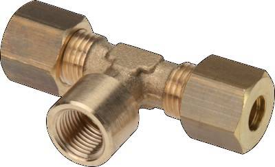 G 1/2'' x 10mm Brass Tee Compression Fitting 95 Bar DIN EN 1254-2