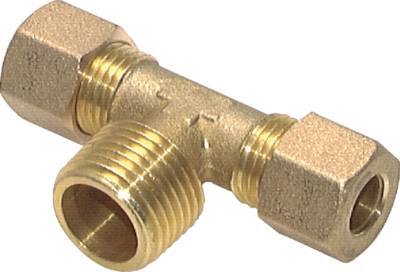 R 1/2'' Male x 10mm Brass Tee Compression Fitting 95 Bar DIN EN 1254-2