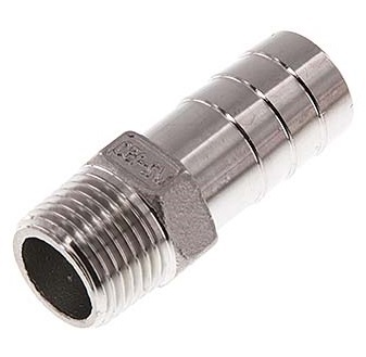 R 1/2'' mâle x 13mm barbillon de tuyau en acier inoxydable 16 Bar