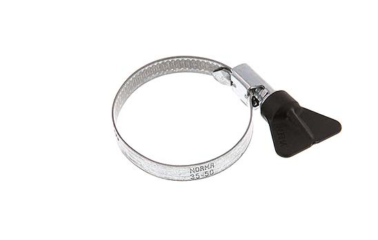 25 - 40 mm Hose Clamp with a Galvanised Steel 9 mm band With Butterfly Handle - Norma