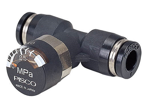 Manomètre droit à raccord union 6mm - 6mm en PBT