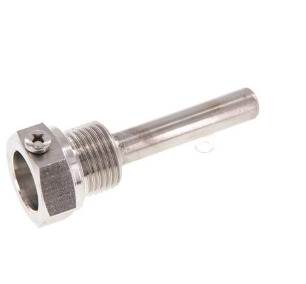 RVS G 1/2 Inch Thermowell met Schroef voor 63mm Dompelbuis Max 600°C en 25 Bar