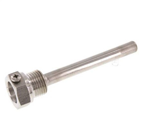 RVS G 1/2 Inch Thermowell met Schroef voor 100mm Dompelbuis Max 600°C en 25 Bar