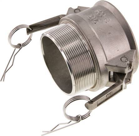 Accouplement Camlock DN 75 (3'') en acier inoxydable R 3'' à filetage mâle Type B MIL-C-27487
