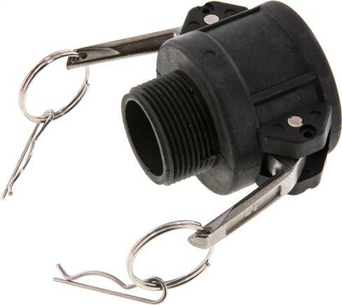 Camlock DN 40 (1 1/2'') Koppeling PolypropyleenR 1 1/4'' met buitendraad Type B MIL-C-27487