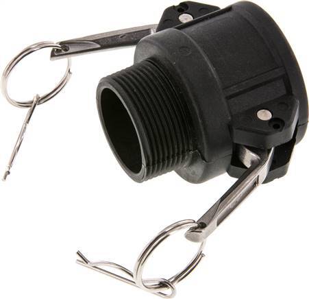 Coupleur Camlock DN 40 (1 1/2'') en polypropylène R 1 1/2'' Filetage mâle Type B MIL-C-27487