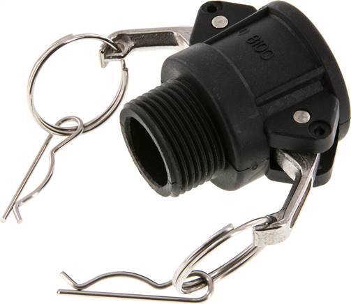 [F23MZ] Acoplamiento de polipropileno Camlock DN 25 (1'') R 1'' rosca macho Tipo B MIL-C-27487