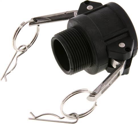 [F23N2] Camlock DN 32 (1 1/4'') Polypropylene Coupling R 1 1/4'' Male Thread Type B MIL-C-27487
