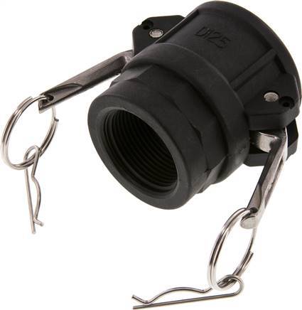 [F23PN] Acoplamiento de polipropileno Camlock DN 40 (1 1/2'') Rp 1 1/4'' Rosca hembra Tipo D MIL-C-27487