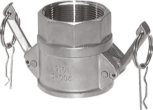 [F23QE] Acoplamiento de aluminio Camlock DN 120 (5'') Rp 5'' Rosca hembra Tipo D MIL-C-27487