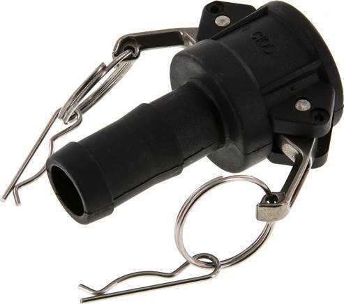 [F23QV] Camlock DN 25 (1'') Koppeling Polypropyleen met slangpilaar (25 mm) Type C MIL-C-27487