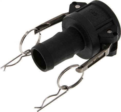 [F23QW] Acoplamiento de polipropileno Camlock DN 32 (1 1/4'') Pilar de manguera (32 mm) Tipo C MIL-C-27487