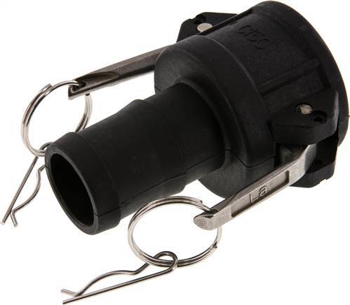 [F23QY] Raccord Camlock DN 40 (1 1/2'') en polypropylène Pilier de tuyau (38 mm) Type C MIL-C-27487