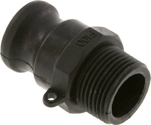 [F23TE] Acoplamiento de polipropileno Camlock DN 25 (1'') R 1'' rosca macho Tipo F MIL-C-27487