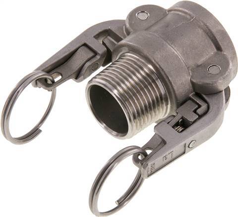 [F23YK] Camlock DN 25 (1'') SicherheitSKUpplung aus Edelstahl R 1'' Außengewinde Typ B MIL-C-27487