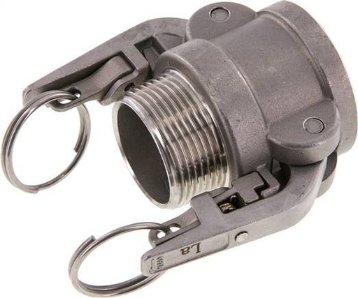 [F23YM] Acoplamiento de seguridad Camlock DN 32 (1 1/4'') de acero inoxidable R 1 1/4'' rosca macho tipo B MIL-C-27487