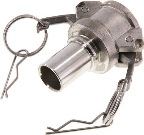 [F23ZW] Acoplamiento de acero inoxidable Camlock DN 25 (1'') Pilar de manguera (25 mm) Tipo C EN 14420-7 (DIN 2828)