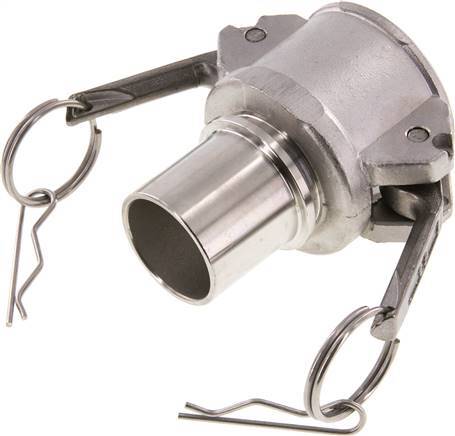 [F23ZY] Acoplamiento de acero inoxidable Camlock DN 40 (1 1/2'') Pilar de manguera (38 mm) Tipo C EN 14420-7 (DIN 2828)
