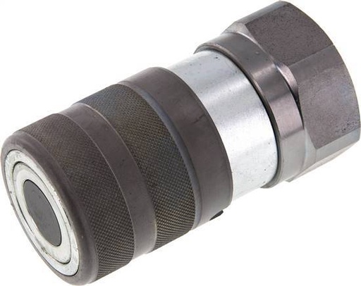[F22ZP] Steel DN 25 Flat Face Hydraulic Socket G 1 1/4 inch Female Threads ISO 16028 D 36mm