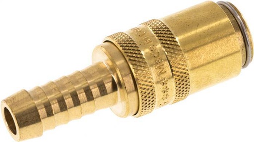 [F2222] Brass DN 6 Mold Coupling Socket 9 mm Hose Pillar Double Shut-Off