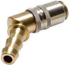 [F222D] Brass DN 6 Mold Coupling Socket 9.5 mm Hose Pillar Double Shut-Off 45-deg