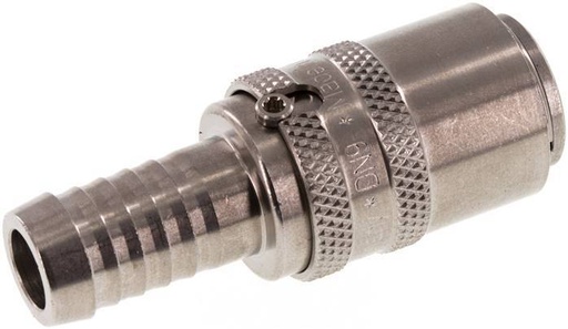 [F2238] Stainless Steel DN 9 Mold Coupling Socket 13 mm Hose Pillar Double Shut-Off