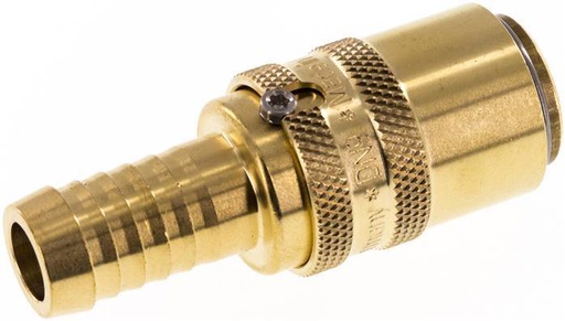 [F223A] Brass DN 9 Mold Coupling Socket 13 mm Hose Pillar Unlocking Protection Double Shut-Off