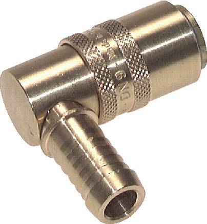 [F223R] Brass DN 9 Mold Coupling Socket 13 mm Hose Pillar Double Shut-Off 90-deg