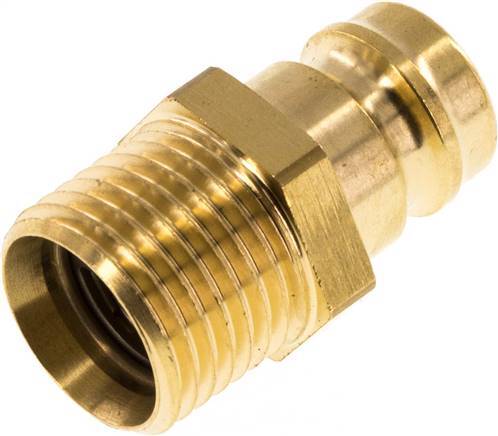 [F2292] Brass DN 9 Mold Coupling Plug M16x1.5 Male Threads Double Shut-Off