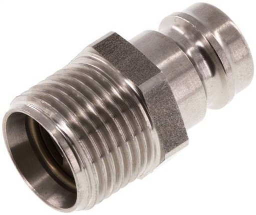 [F229D] Stainless Steel DN 9 Mold Coupling Plug G 3/8 inch Male Threads Double Shut-Off
