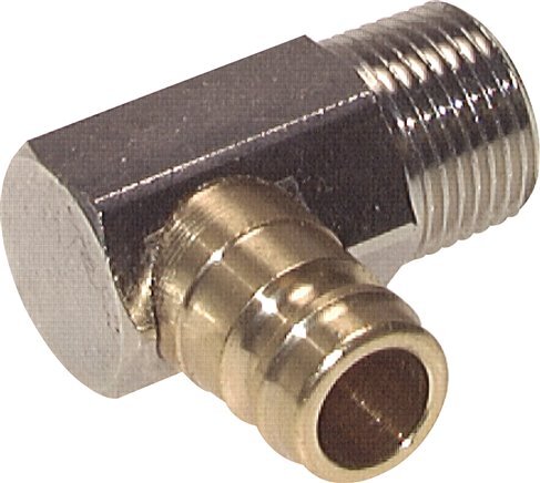 [F229N] Brass DN 9 Mold Coupling Plug R 3/8 inch Male Threads 90-deg