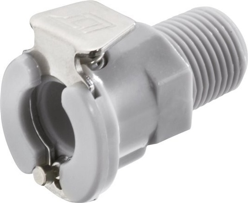 [F22B2] PP DN 3.2 Linktech-Kupplungsmuffe 1/8 Zoll NPT-Außengewinde Grau Serie 20