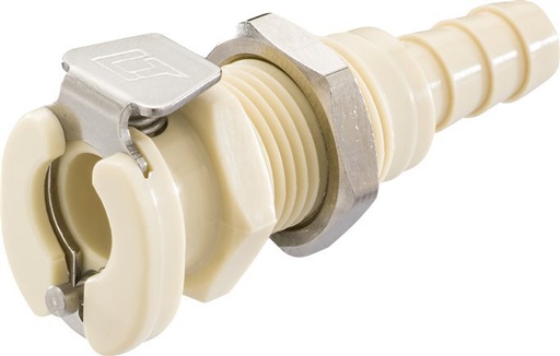 [F22CG] PP DN 3.2 Linktech Coupling Socket 1.6 mm Hose Pillar Bulkhead Double Shut-Off Beige 20 Series