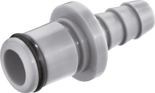 [F22J5] PP DN 6.4 Linktech Coupling Plug 9.5 mm Hose Pillar Double Shut-Off Grey 40 Series