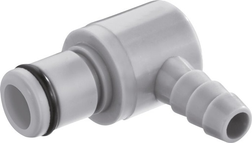 [F22K5] PP DN 6.4 Linktech Koppeling Insteeknippel 6.4 mm Slangpilaar Grijze 90-deg 40 Series