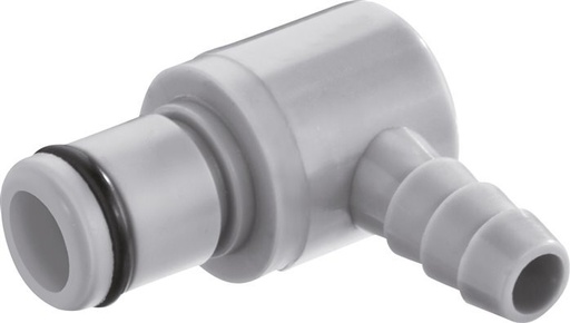 [F22K9] PP DN 6.4 Linktech Coupling Plug 6.4 mm Hose Pillar Double Shut-Off Grey 90-deg 40 Series