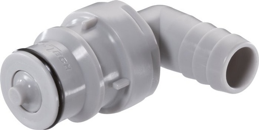 [F22QM] PP DN 9.5 Linktech Coupling Plug 9.5 mm Hose Pillar Double Shut-Off 90-deg 60 Series