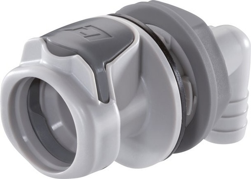 [F22PA] PP DN 9.5 Linktech Coupling Socket 9.5 mm Hose Pillar Bulkhead 90-deg 60 Series