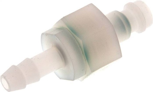 [F22T4] PVDF DN 5 Coupling Plug 6 mm Hose Pillar Double Shut-Off