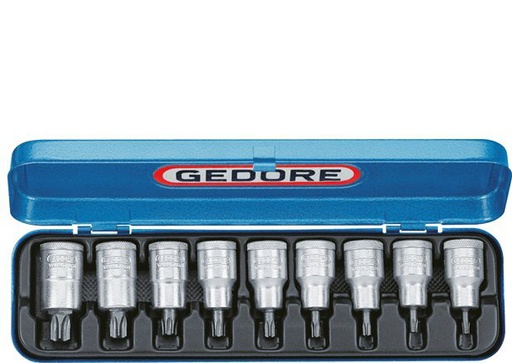 [T22AX] TX20 - TX60 Torx 1/2" Gedore Douille De Tournevis 9 Pièces