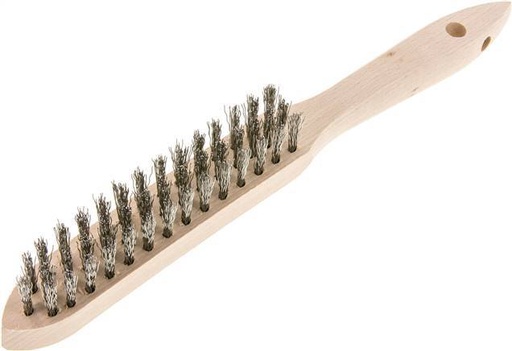 [T23AK] Hand Wire Brush 3-Row Stainless Steel Wire Corrugated