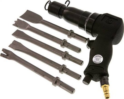 [P228W] Druckluft-Meißelhammer-Set mit 5 Meißeln