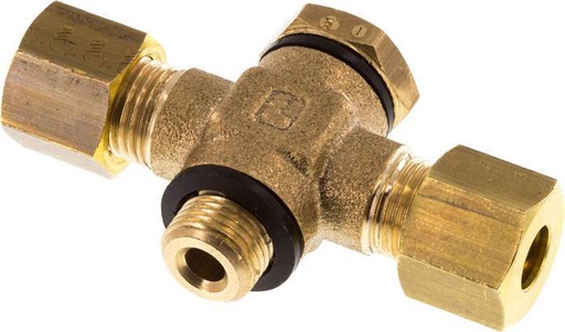 [F2A2F] 6mm & G1/8'' Brass T-stuk Knelfitting Buitendraad 150bar Verzinkt staal, met NBR inzet DIN EN 1254-2