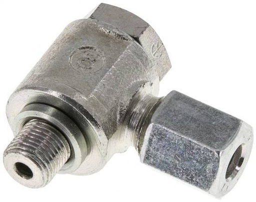 [F2BNQ] Raccord tournant de coupe en acier zingue 6L & G1/8'' avec filetage mâle 315 bar rotatif ISO 8434-1