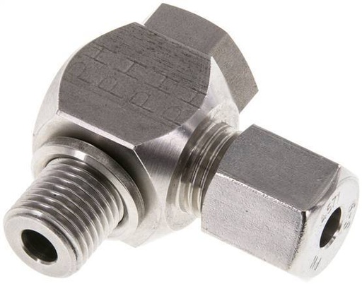 [F2BPR] 6S & G1/4'' RVS Swivel Joint Snijringkoppeling Buitendraad 400bar Draaibaar ISO 8434-1