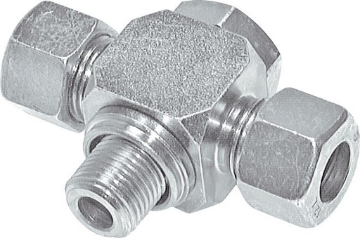 [F2C5K] 14S & M20x1.5 Acier zingue Tee Swivel Joint Cutting Fitting with Male Threads 400 bar ISO 8434-1